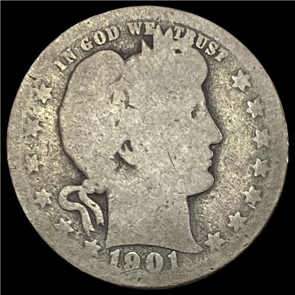 1901-O Silver Barber Quarter NICELY  CIRCULATED