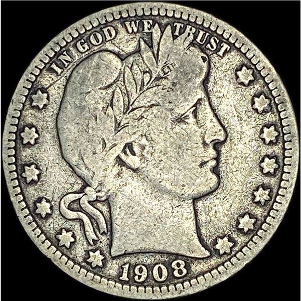 1908-S Silver Barber Quarter LIGHTLY  CIRCULATED