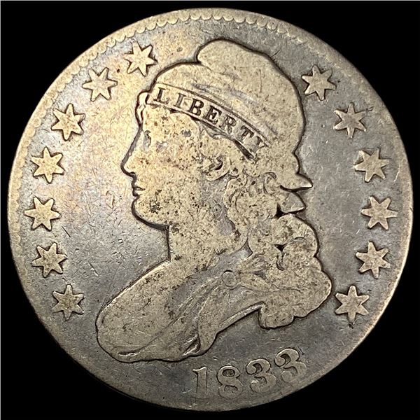 1833 Silver Capped Bust Half Dollar LIGHTLY  CIRCULATED