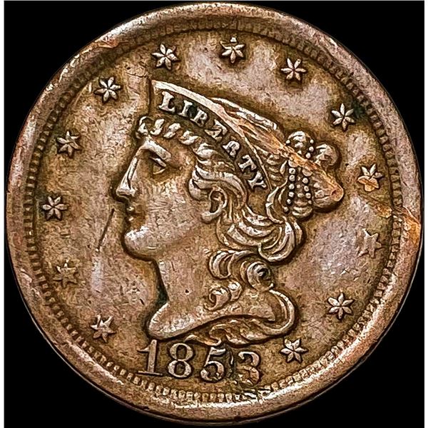 1853 Braided Hair Half Cent NEARLY UNCIRCULATED