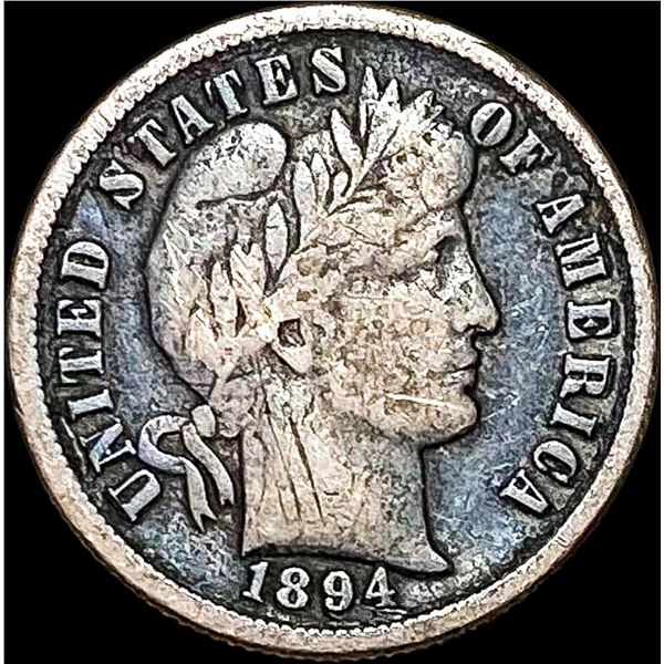 1894 Silver Barber Dime NICELY CIRCULATED
