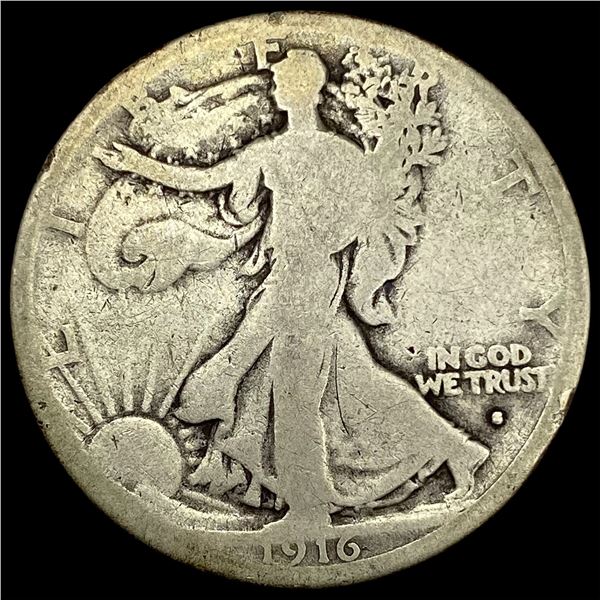 1916-S Silver Walking Liberty Half Dollar NICELY CIRCULATED