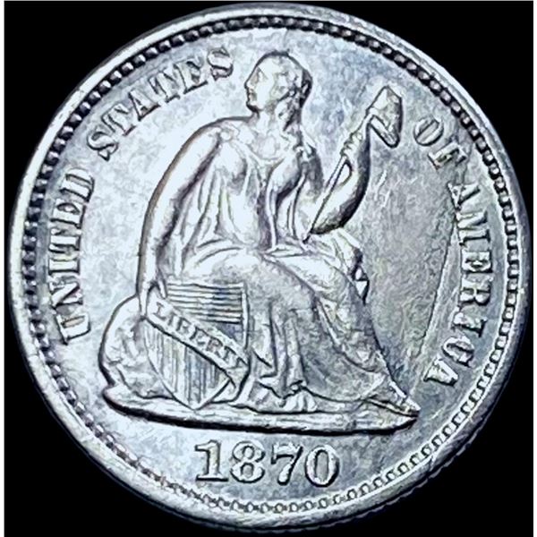 1870 Seated Liberty Half Dime CHOICE AU