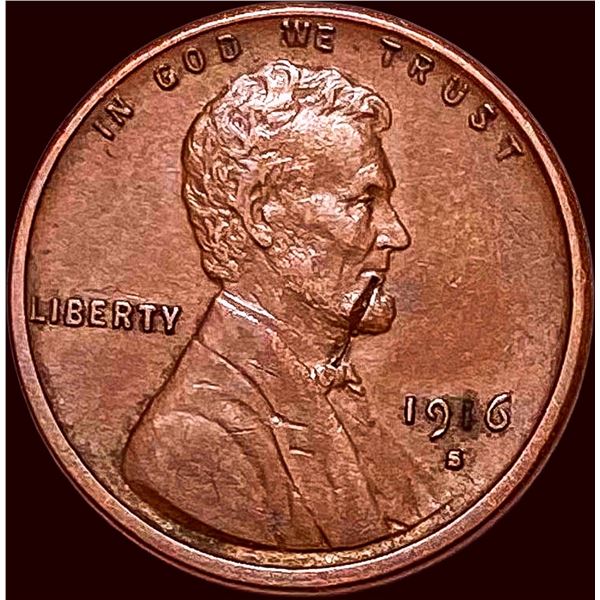 1916-S Lincoln Wheat Cent CHOICE AU