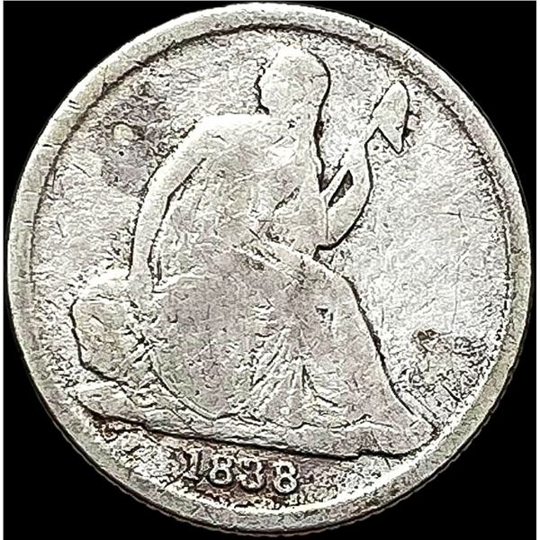 1838-O No Stars Seated Liberty Dime LIGHTLY CIRCULATED