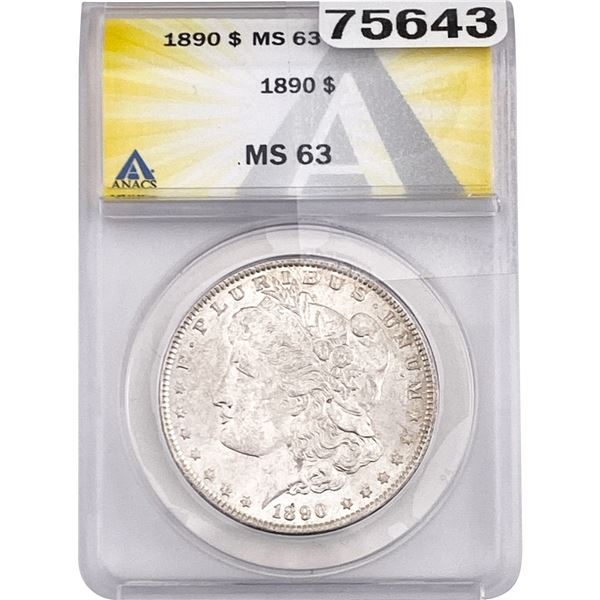 1890 Morgan Silver Dollar ANACS MS63