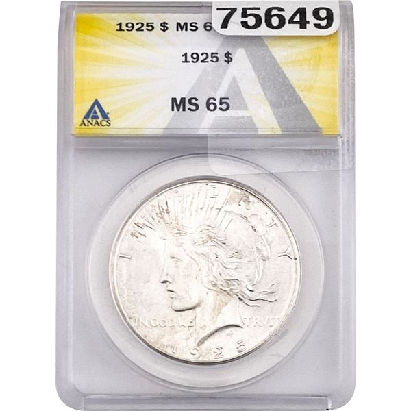 1925 Silver Peace Dollar ANACS MS65