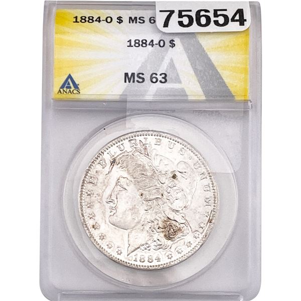 1884-O Morgan Silver Dollar ANACS MS63