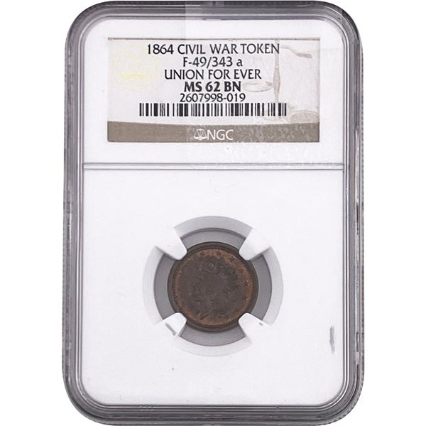 1864 Civil War Token F-49/343 BN NGC MS62