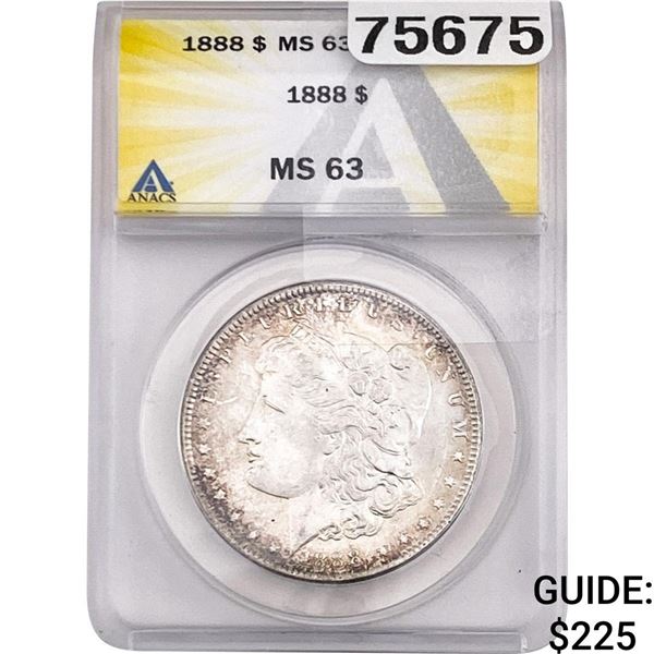 1888 Morgan Silver Dollar ANACS MS63
