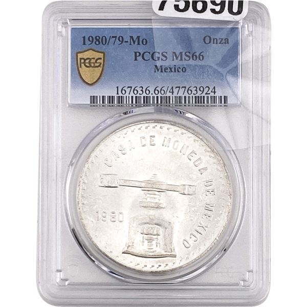 1980/79-Mo Mexico 1 Onza 1oz Silver PCGS MS66
