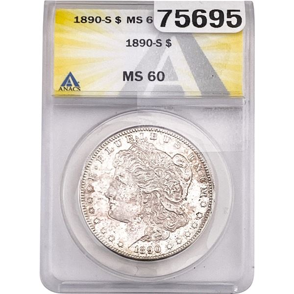 1890-S Morgan Silver Dollar ANACS MS60