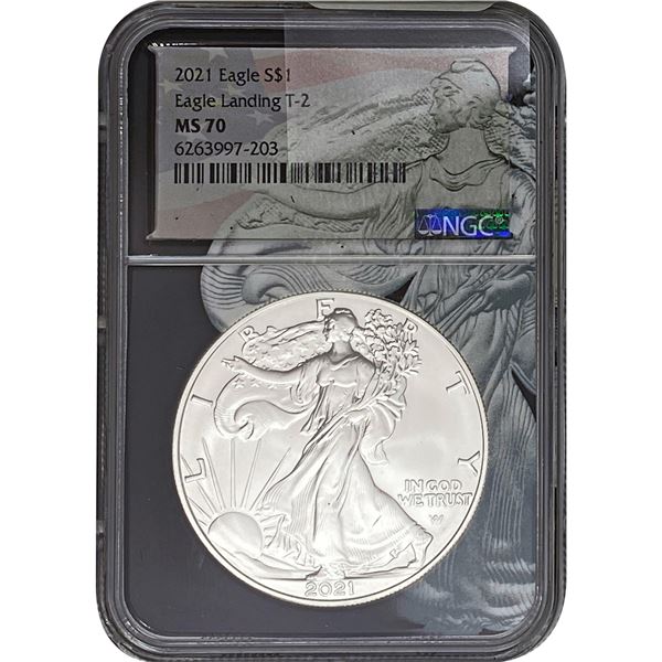 2021-W Silver Eagle NGC MS70 Eagle Landing T-2