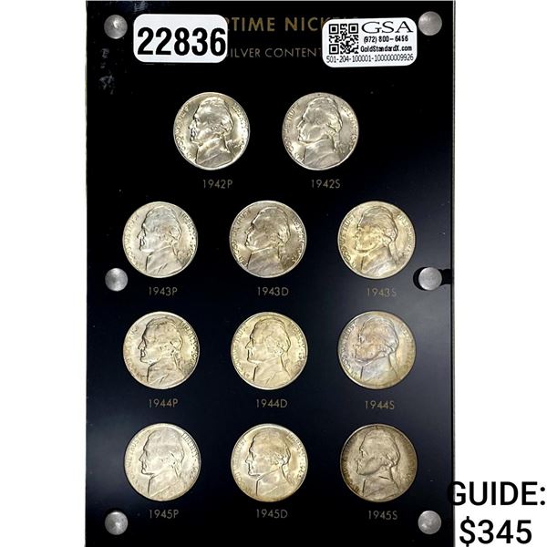 [11 Coins] 1942-1945 Silver Wartime Nickel Set