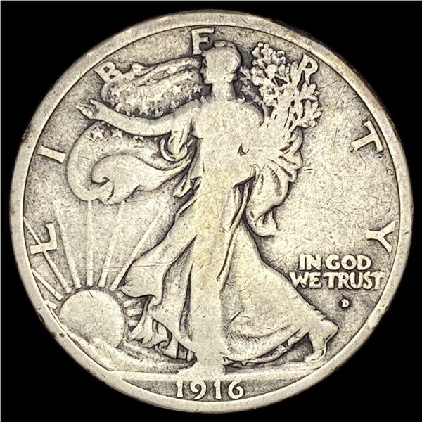 1916-D Silver Half Dollar Walking Liberty NICELY CIRCULATED