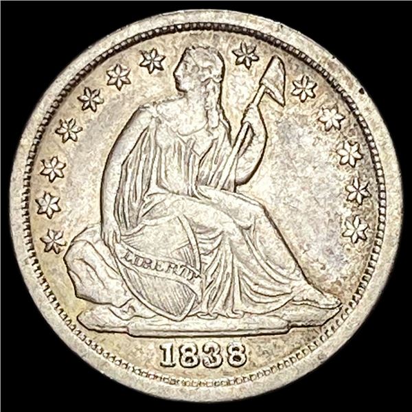 1838 Seated Liberty Dime NEARLY UNCIRCULATED