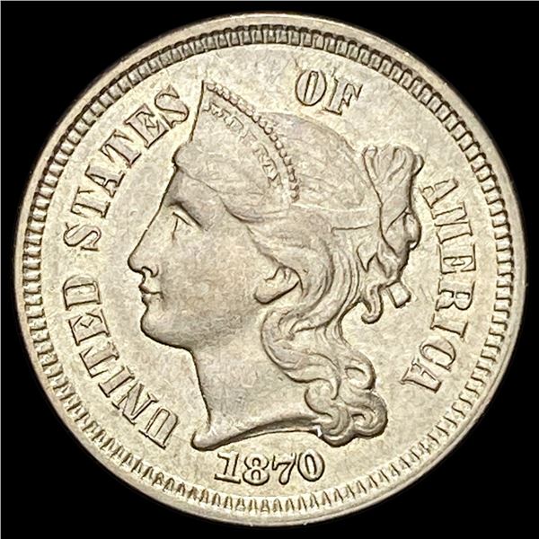 1870 Nickel Three-Cent Piece CHOICE AU