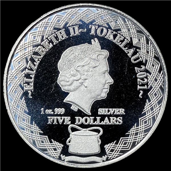 2021 Tokelau 1 oz Silver Five Dollars GEM PROOF