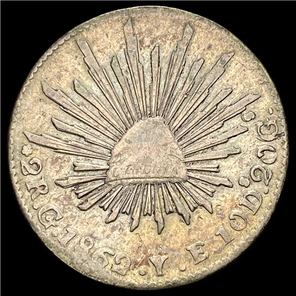 1859-Mo YF Mexico Silver 2 Reales HIGH GRADE