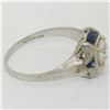 Image 6 : Antique Art Deco 18k White Gold 0.65 ctw European Diamond and Sapphire Ring