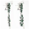 Image 3 : 18k White Gold 8.28 ctw Emerald & Diamond Spray Snowflake Drop Dangle Earrings