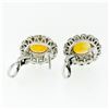 Image 5 : FINE 18K White Gold 7.80 ctw Oval Citrine & Brilliant Diamond Double Halo Earrin