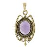 Image 4 : Vintage Victorian Revival 14k Yellow Gold Oval Cut Amethyst Bead Charm Pendant