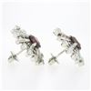 Image 6 : Vintage Platinum 4.02 ctw Rhodolite Garnet & Diamond Snowflake Post Stud Earring