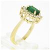 Image 9 : NEW Classic 14k Gold 2.02 ctw Oval Emerald Solitaire w/ Round Diamond Halo Ring