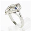Image 8 : Antique Art Deco 14k White Gold 0.24 ctw Diamond Sapphire Filigree Open Work Rin