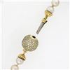 Image 7 : Vintage Long 31" Pearl Strand Necklace w/ 14K Gold 1.5 ctw Pave Diamond Ball Cla