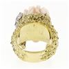 Image 7 : Vintage 14k Gold LARGE Hand Carved Lion's Head Soft Pink Angel Skin Coral Ring