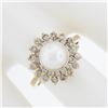 Image 3 : 14K Yellow Gold 7.6mm Pearl Solitaire Ring w/ .85 ctw Fancy Diamond 2 Row Halo