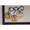 Image 1 : 3 WOODEN KEYCHAINS WITH US COINS ENGRAVED ON