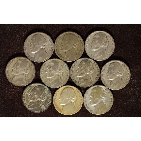 10-35% SILVER JEFFERSON WAR NICKELS .563 OZ. ASW
