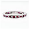 Image 4 : New.900 Platinum.92 ctw Calibre Ruby Diamond Double Milgrain Eternity Band Ring