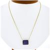 Image 1 : NEW 14k Yellow Gold Large 8 ctw Emerald Cut Amethyst Solitaire Pendant & Chain