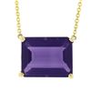 Image 2 : NEW 14k Yellow Gold Large 8 ctw Emerald Cut Amethyst Solitaire Pendant & Chain