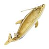 Image 4 : Vintage 14k Yellow Gold Blue & White Enamel Whale or Dolphin Pin Brooch