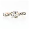 Image 4 : Antique Edwardian 18K Gold Platinum 0.90 ctw Diamond Wavy Accents Engagement Rin