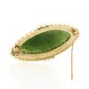Image 4 : Vintage 14k Gold Large Oval Cabochon Jade Pearl Twisted Wire Halo Brooch Pendant