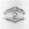 Image 1 : 14K White Gold 1.01 ctw Marquise & Round Cut Diamond Milgrain Wide Open Split Ri
