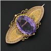 Image 2 : Antique Victorian 18k Gold 13.50 ctw Oval Amethyst w/ Hand Engraved Brooch Pin