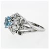 Image 6 : Fancy Vintage 14K White Gold 2.85 ctw Round Aquamarine Diamond Dome Cocktail Rin
