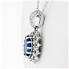 Image 4 : New 14k White Gold 2.59 ctw Oval Tanzanite & Diamond Dual Halo Pendant w/ Chain