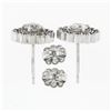 Image 4 : New 14k White Gold 1.51 ctw Diamond Sapphire Halo Milgrain Flower Cluster Earrin