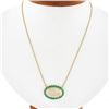 Image 1 : NEW 14k Gold 6.31 ctw GIA Oval Cabochon Opal w/ Emerald Halo Pendant Necklace