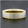 Image 2 : Men's Solid 18k Yellow Gold & Platinum 6mm Wide Brushed Finish Wedding Band Ring