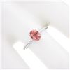 Image 3 : NEW 14K White Gold GIA Oval Orangy-Pink Padparadscha Sapphire Solitaire Ring