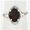 Image 7 : Antique Art Deco 10k Tri Color Gold Marquise Garnet Open Filigree Work Ring